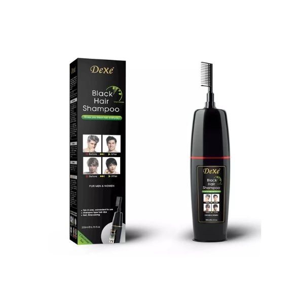 Black Hair Shampoo-Dexe Black Hair Shampoo For Natural Hair, Temporary Instant Hair Dye Maintain For Men And Women